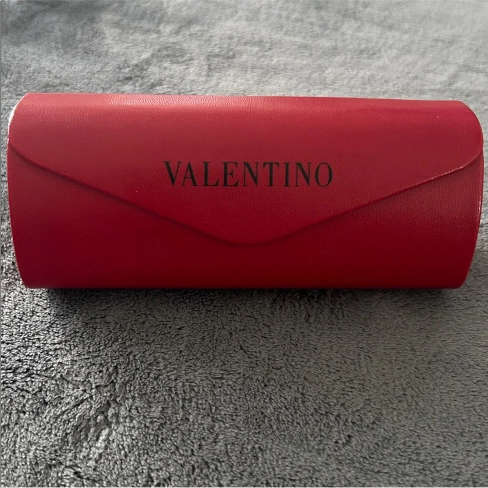 Valentino Tortoise Shield Sunglasses with Dark Lenses and Red Case - Picture 3 of 8